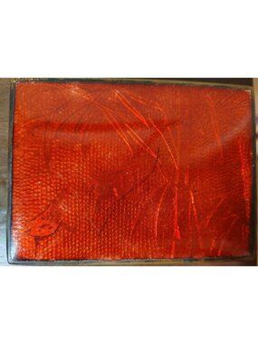 Vintage Japanese Blood Red Enamel Trinket Metal Box, Bamboo READ